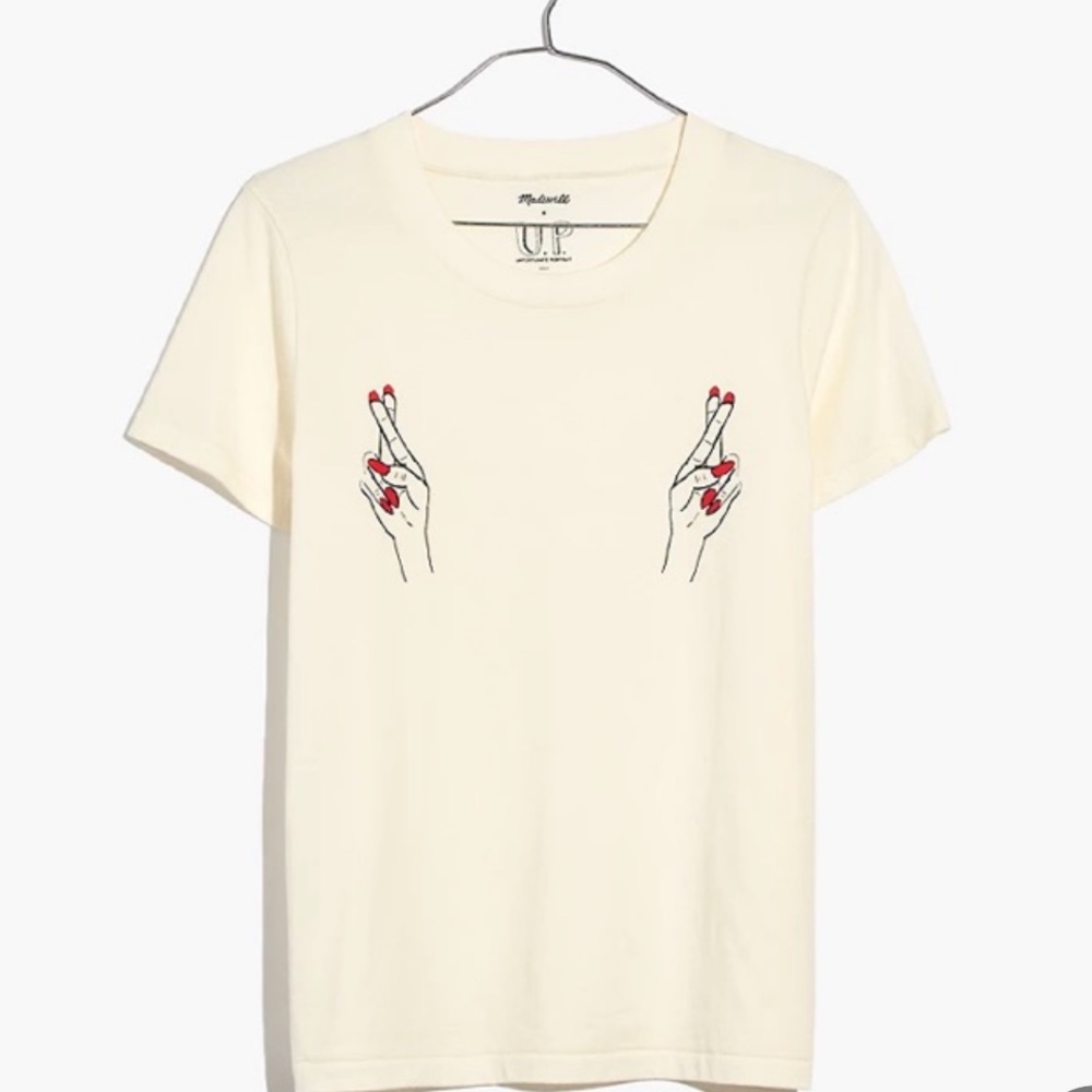 Madewell X Unfortunate portrait fingers crossed tee shirt size small